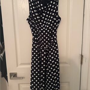 Jones New York Black and White Cowl Neck Midi Sundress